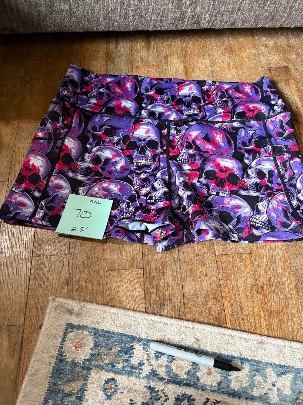 Purple Skull Print Athletic Shorts XXL 2.5’